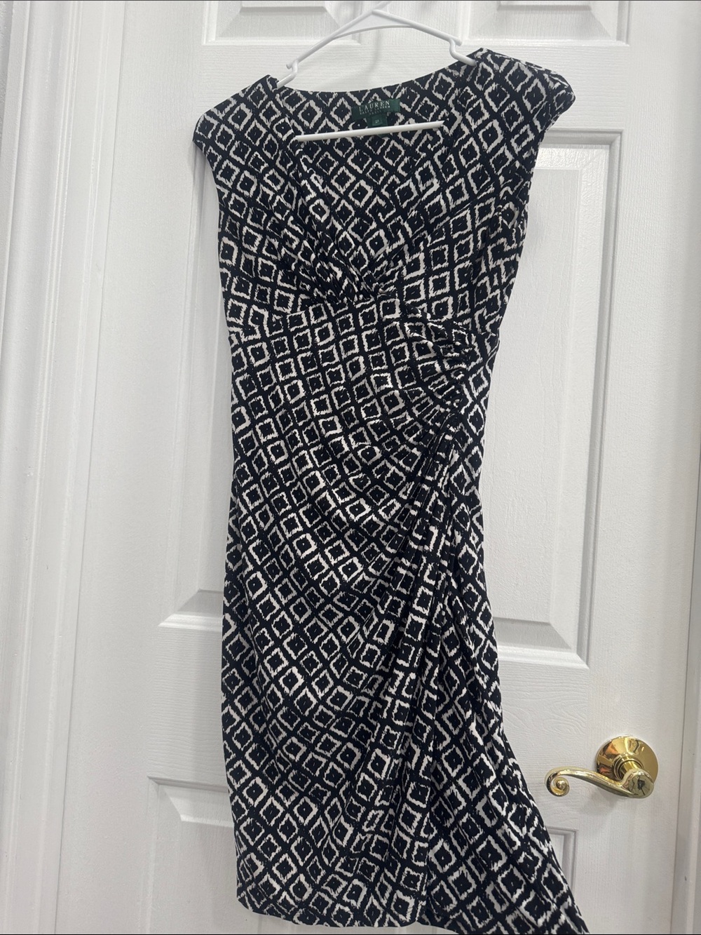 Ralph Lauren Black and White Geometric Midi Dress